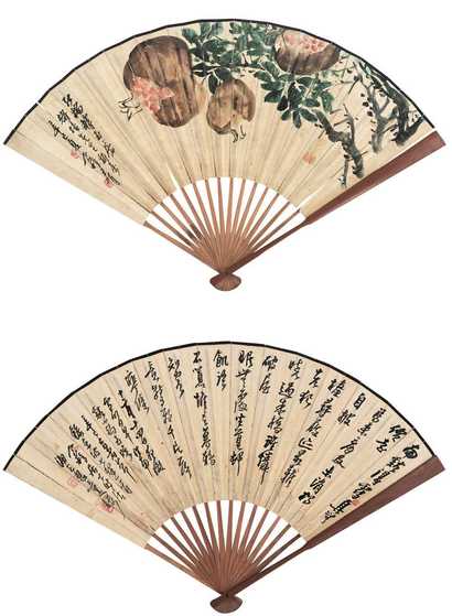 王个簃 花卉 成扇